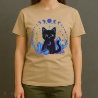 Cute Witchy Black Cat Crystal Alchemy Kawaii Pastel Goth T-Shirt thumb 4