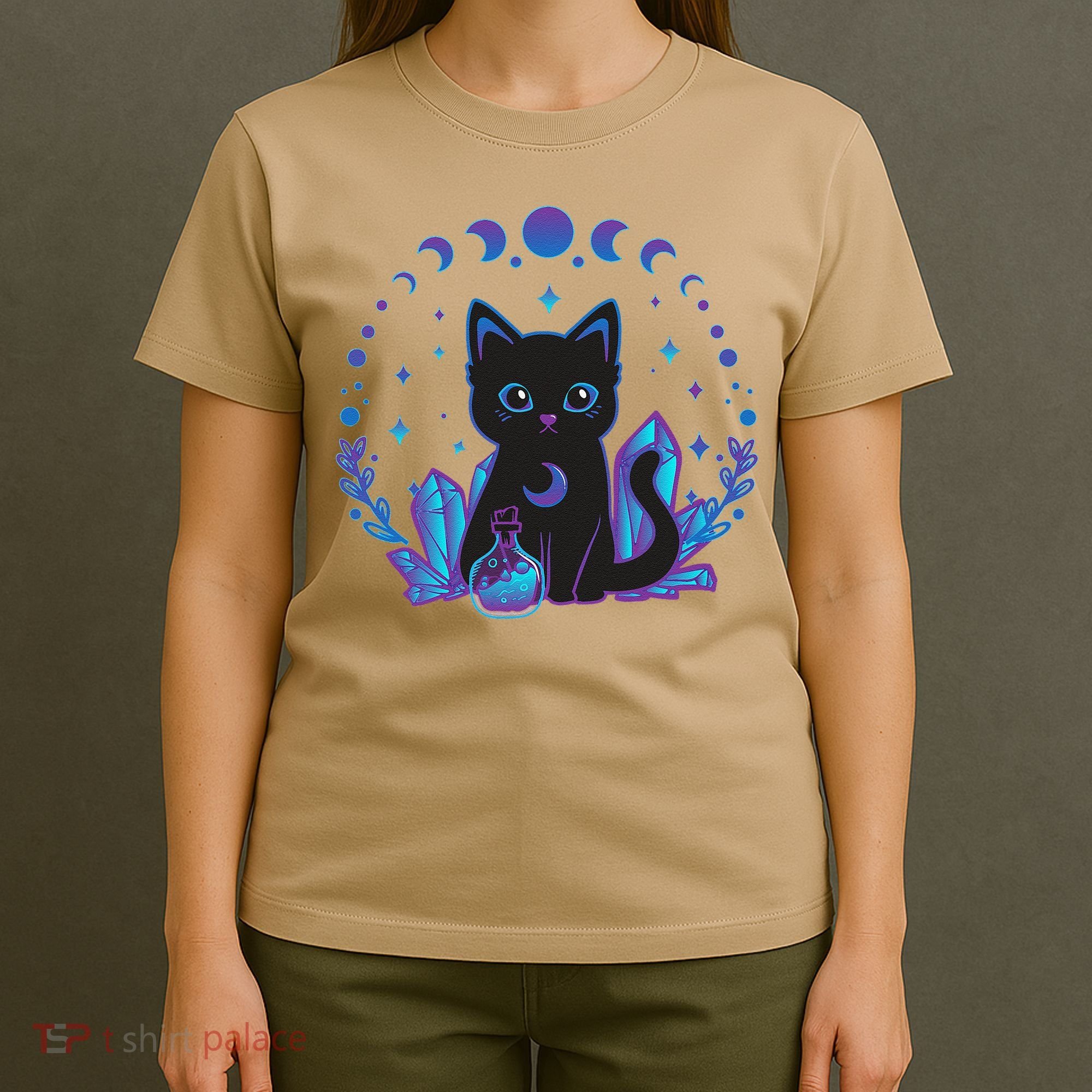 Cute Witchy Black Cat Crystal Alchemy Kawaii Pastel Goth T-Shirt