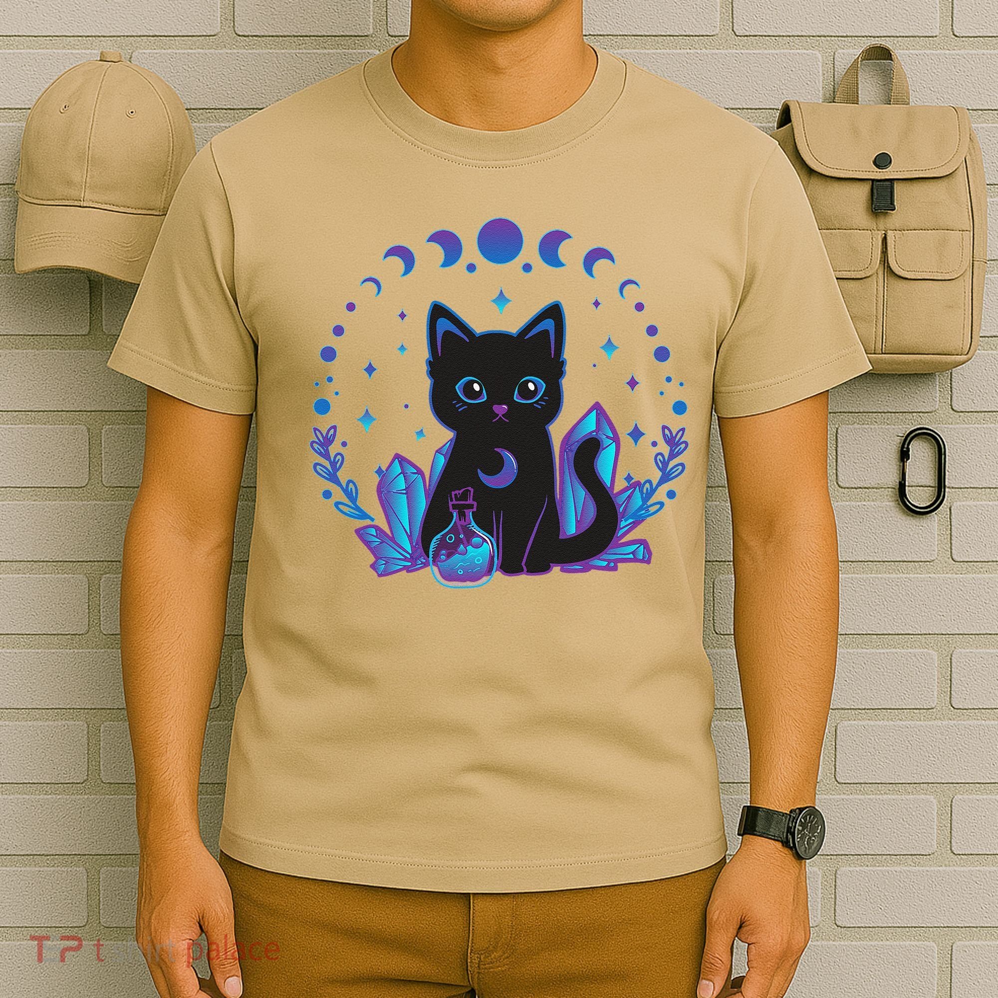 Cute Witchy Black Cat Crystal Alchemy Kawaii Pastel Goth T-Shirt