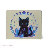 Cute Witchy Black Cat Crystal Alchemy Kawaii Pastel Goth Mousepad thumb 0