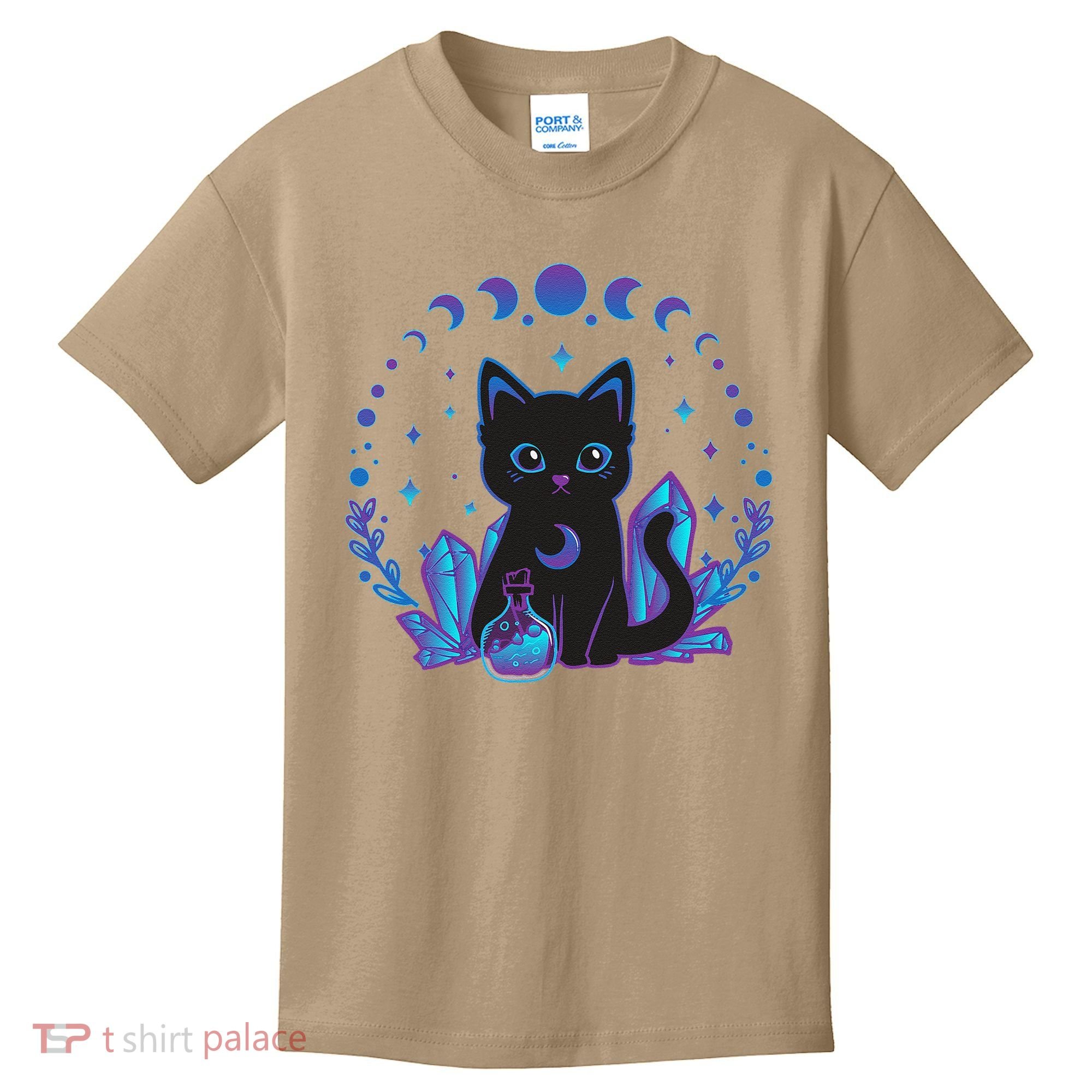 Cute Witchy Black Cat Crystal Alchemy Kawaii Pastel Goth Kids T-Shirt