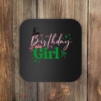 Cute Witch Birthday Girl Pink And Green Coaster thumb 0