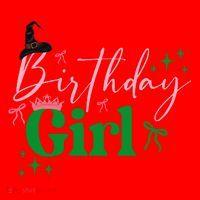 Cute Witch Birthday Girl Pink And Green Santa Hat thumb 1