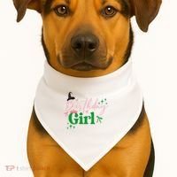 Cute Witch Birthday Girl Pink And Green USA-Made Doggie Bandana thumb 1