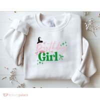 Cute Witch Birthday Girl Pink And Green Sweatshirt thumb 2
