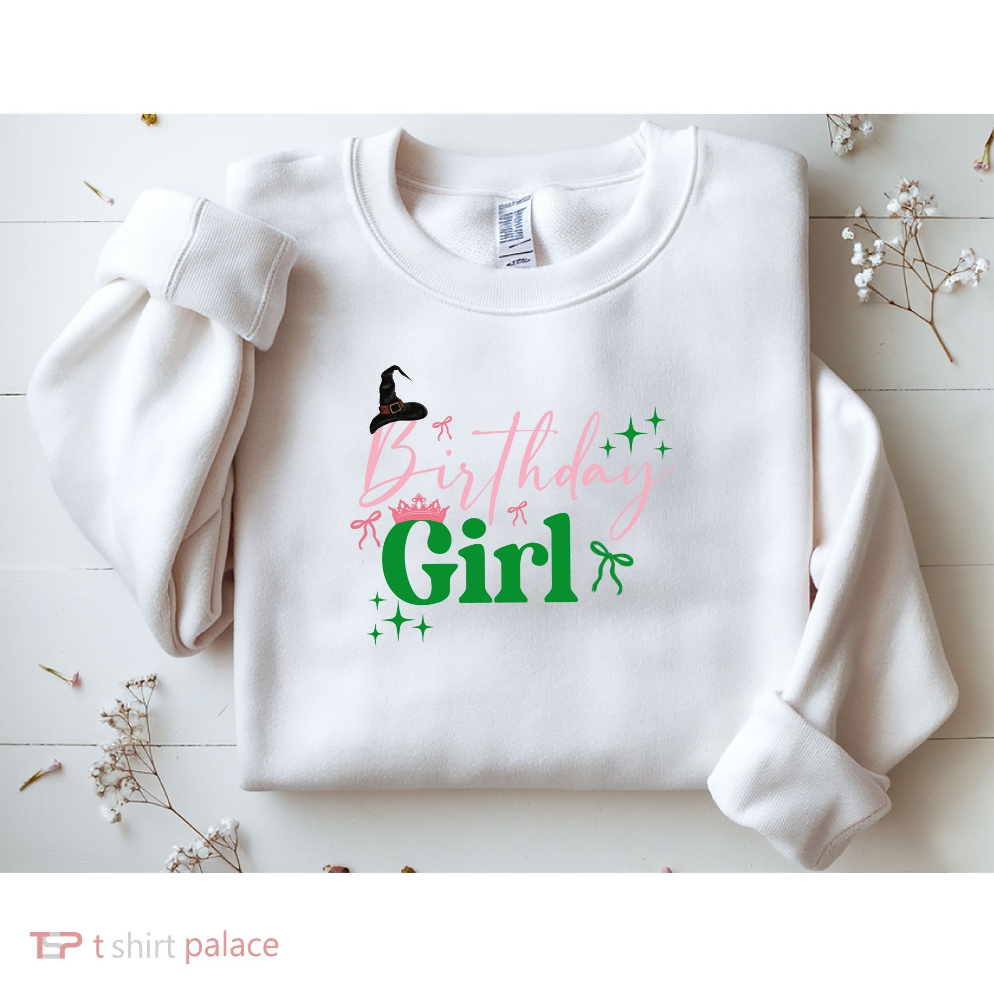 Cute Witch Birthday Girl Pink And Green Sweatshirt