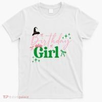 Cute Witch Birthday Girl Pink And Green T-Shirt thumb 0