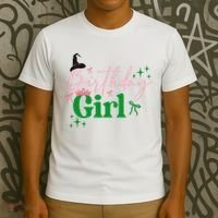 Cute Witch Birthday Girl Pink And Green T-Shirt thumb 3