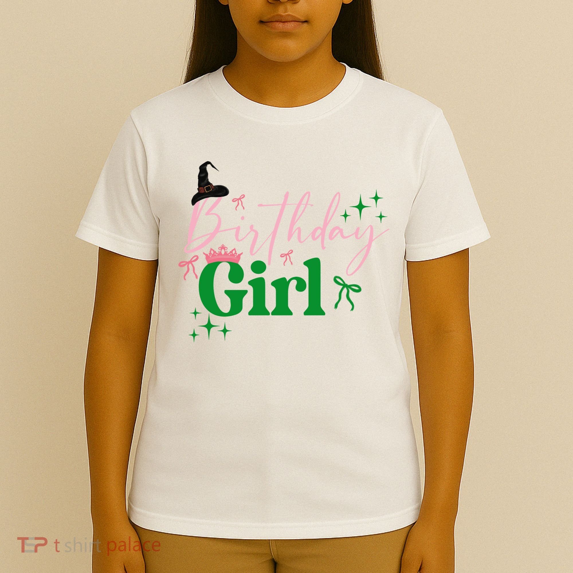 Cute Witch Birthday Girl Pink And Green T-Shirt