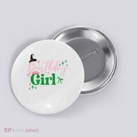 Cute Witch Birthday Girl Pink And Green Button thumb 0