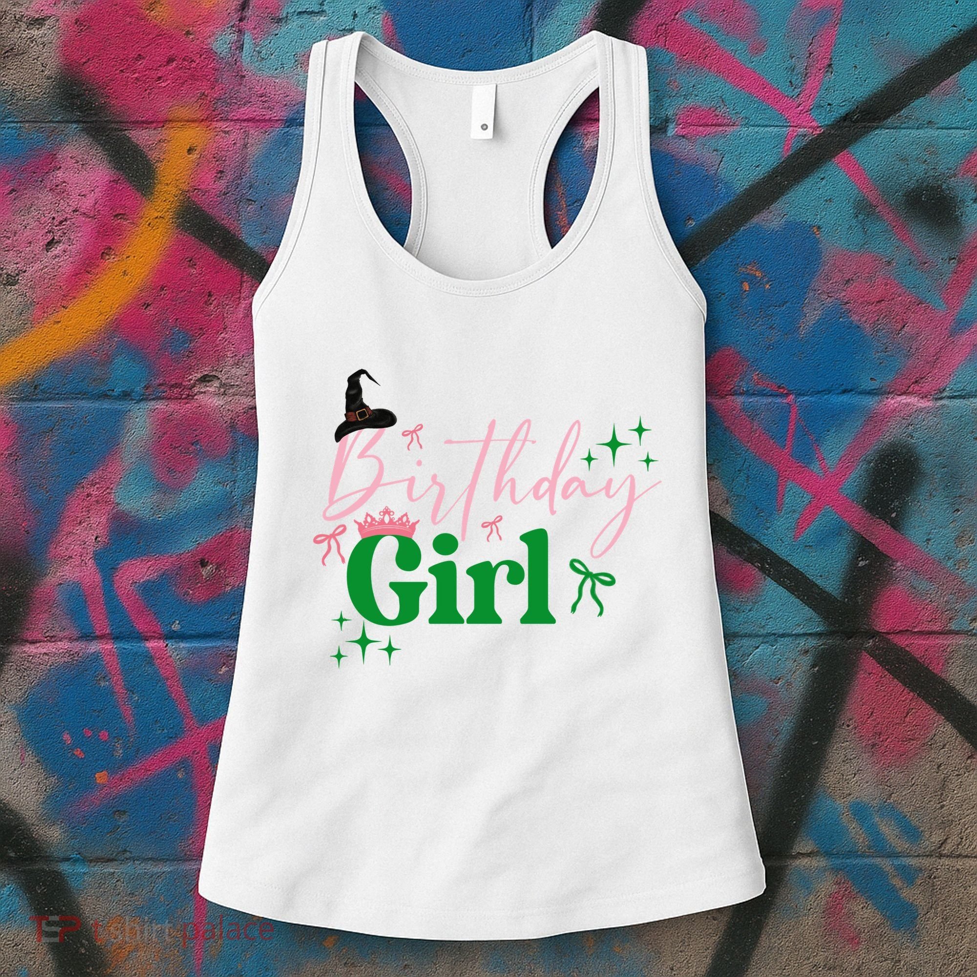 Cute Witch Birthday Girl Pink And Green Women's Tank Top