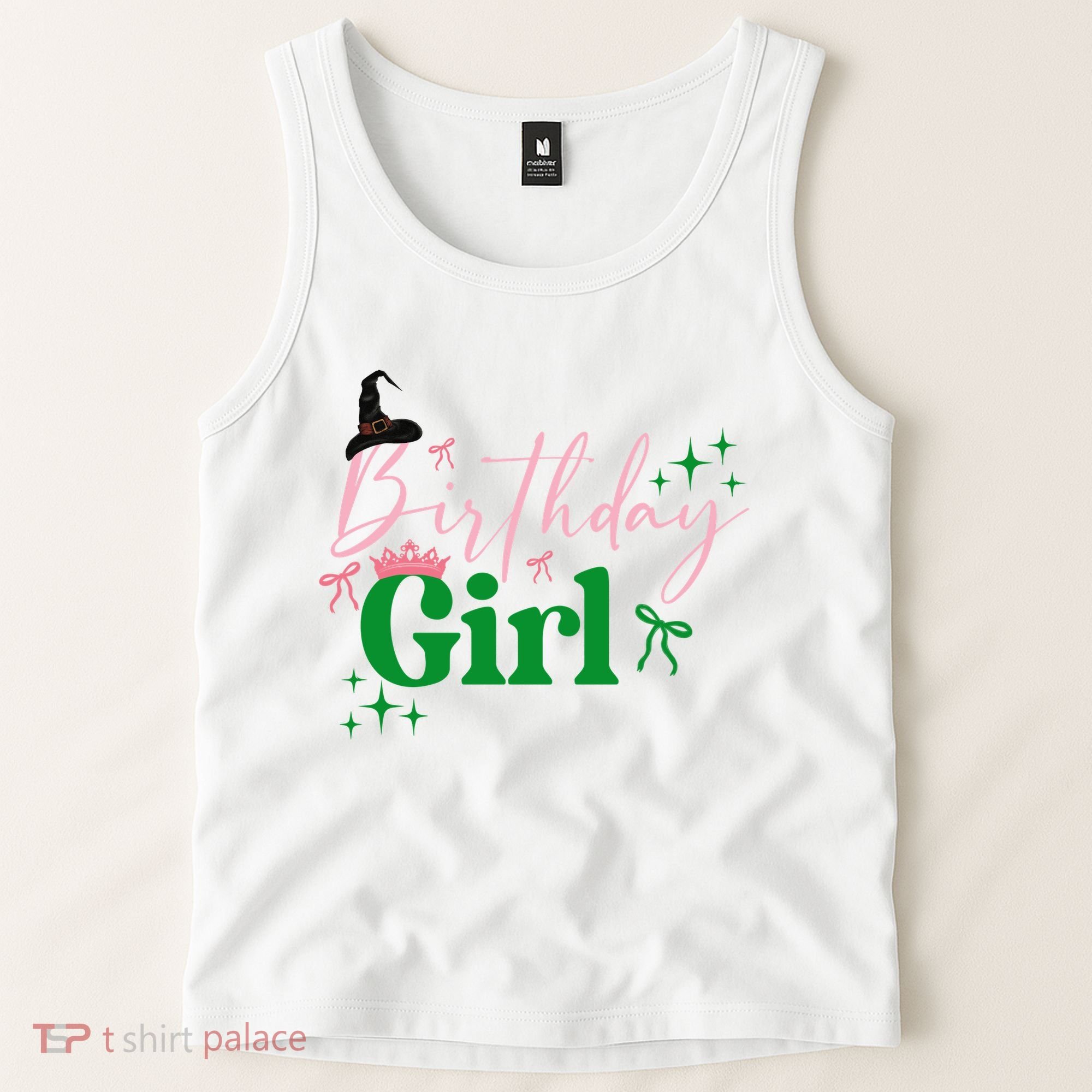 Cute Witch Birthday Girl Pink And Green Tank Top