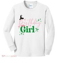 Cute Witch Birthday Girl Pink And Green Kids Long Sleeve Shirt thumb 0