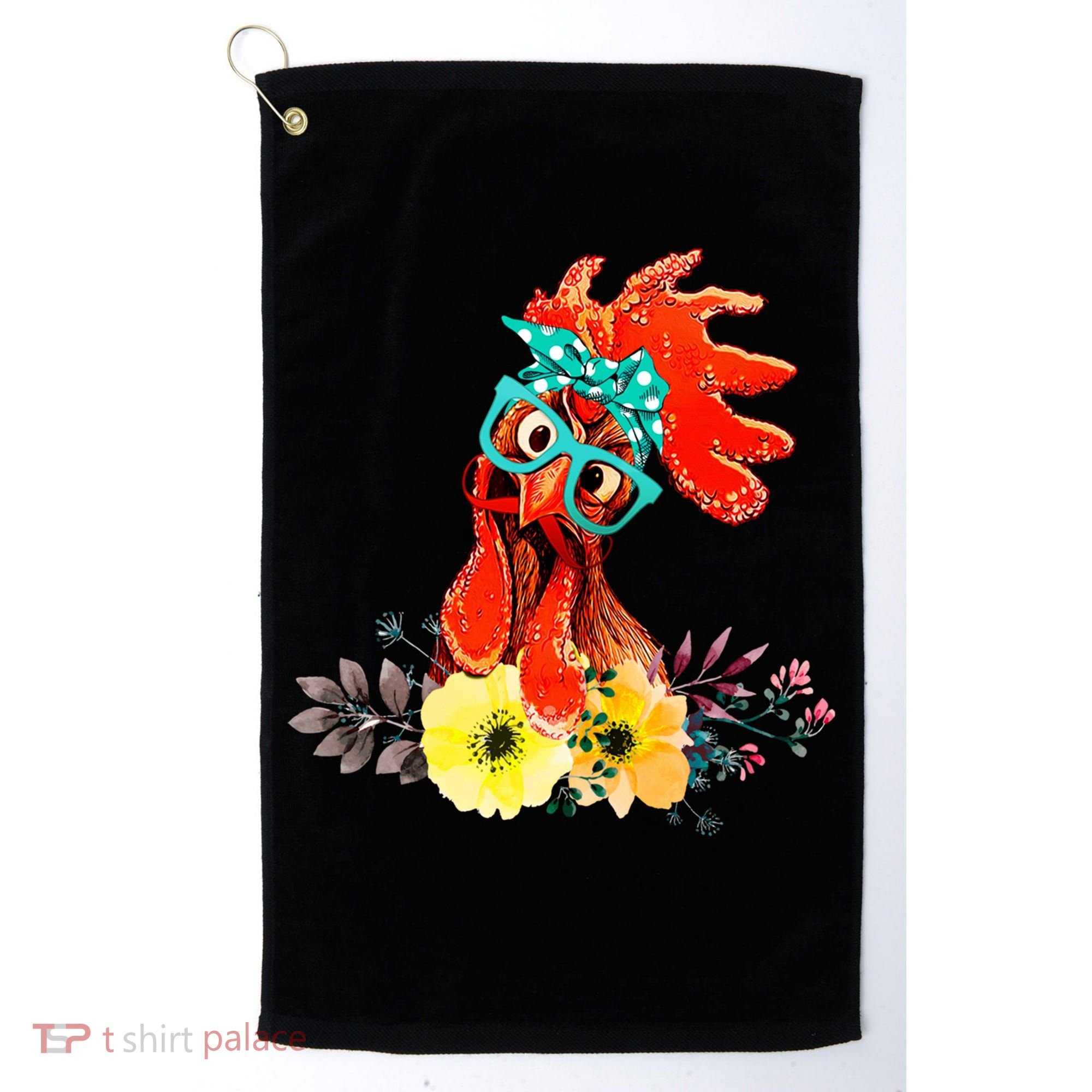 Chicken With Bandana Headband And Glasses Cute Cool Gift Golf Towel