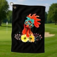 Chicken With Bandana Headband And Glasses Cute Cool Gift Golf Towel thumb 1