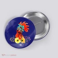 Chicken With Bandana Headband And Glasses Cute Cool Gift Button thumb 0
