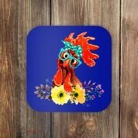 Chicken With Bandana Headband And Glasses Cute Cool Gift Coaster thumb 0
