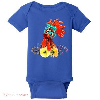 Chicken With Bandana Headband And Glasses Cute Cool Gift Baby Bodysuit