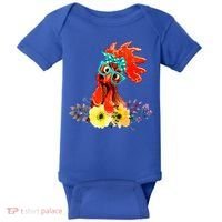 Chicken With Bandana Headband And Glasses Cute Cool Gift Baby Bodysuit thumb 0