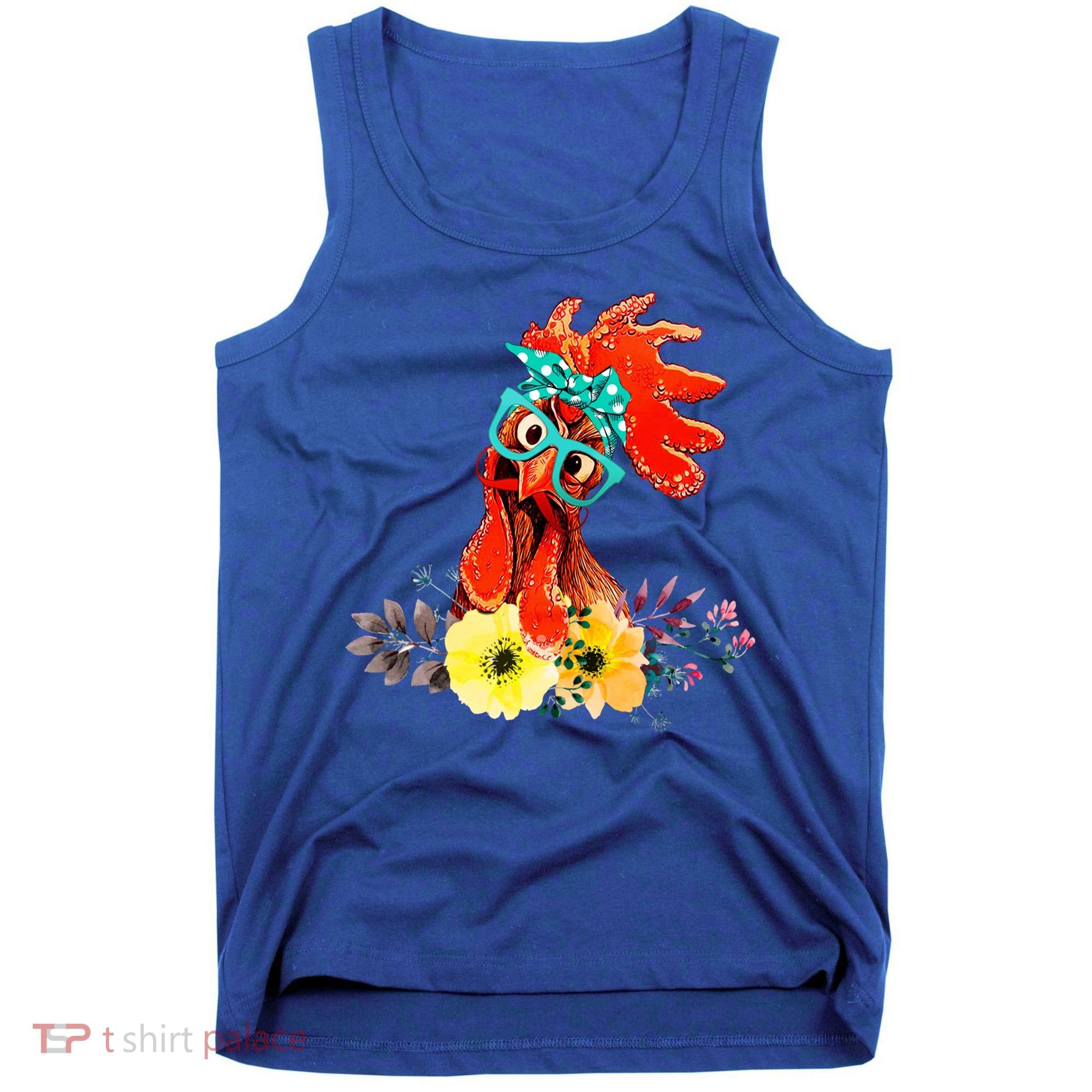 Chicken With Bandana Headband And Glasses Cute Cool Gift Tank Top