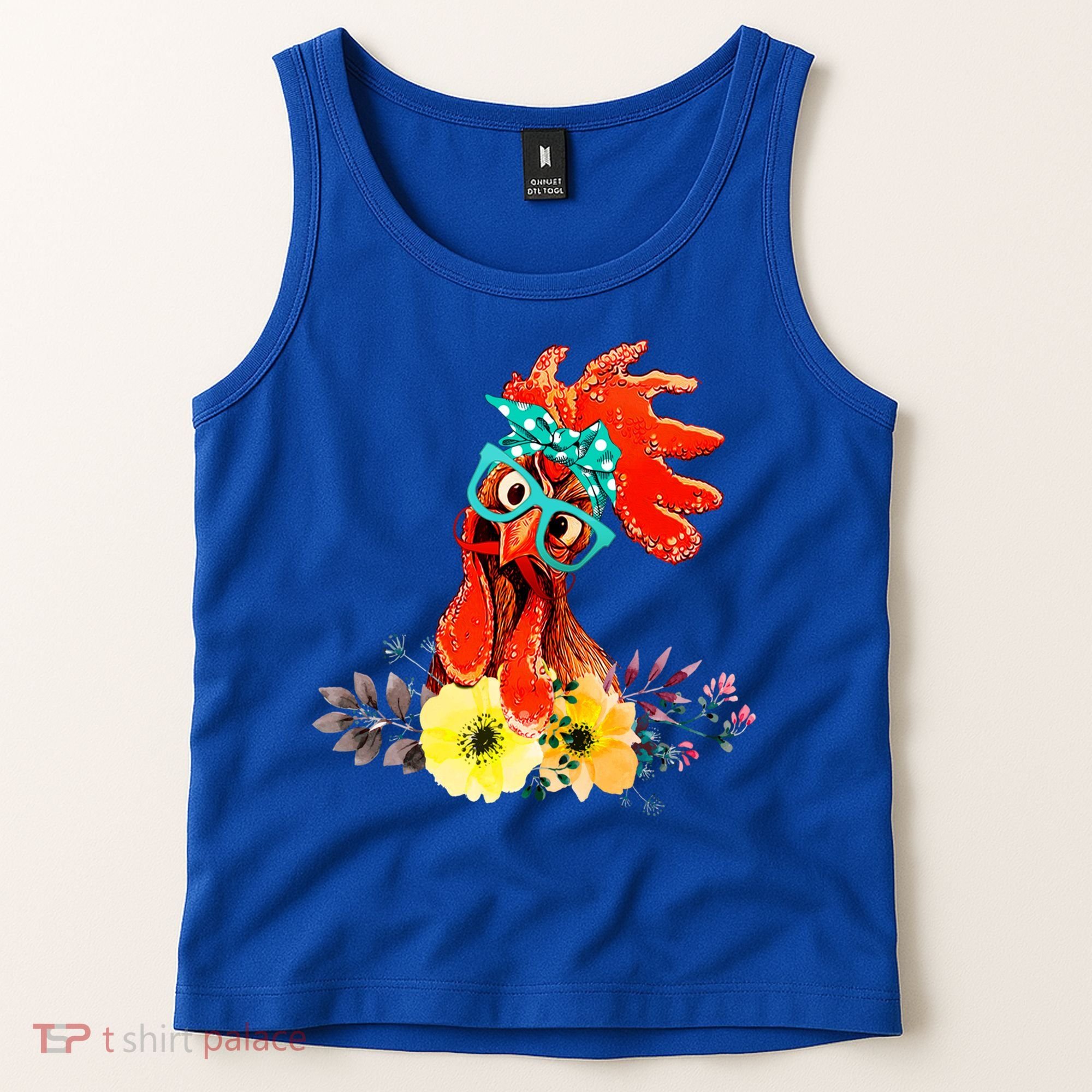 Chicken With Bandana Headband And Glasses Cute Cool Gift Tank Top