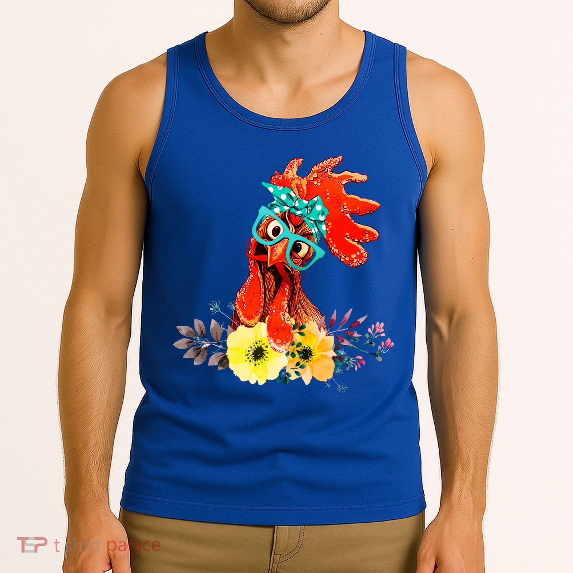 Chicken With Bandana Headband And Glasses Cute Cool Gift Tank Top
