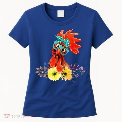 Chicken With Bandana Headband And Glasses Cute Cool Gift Women's T-Shirt