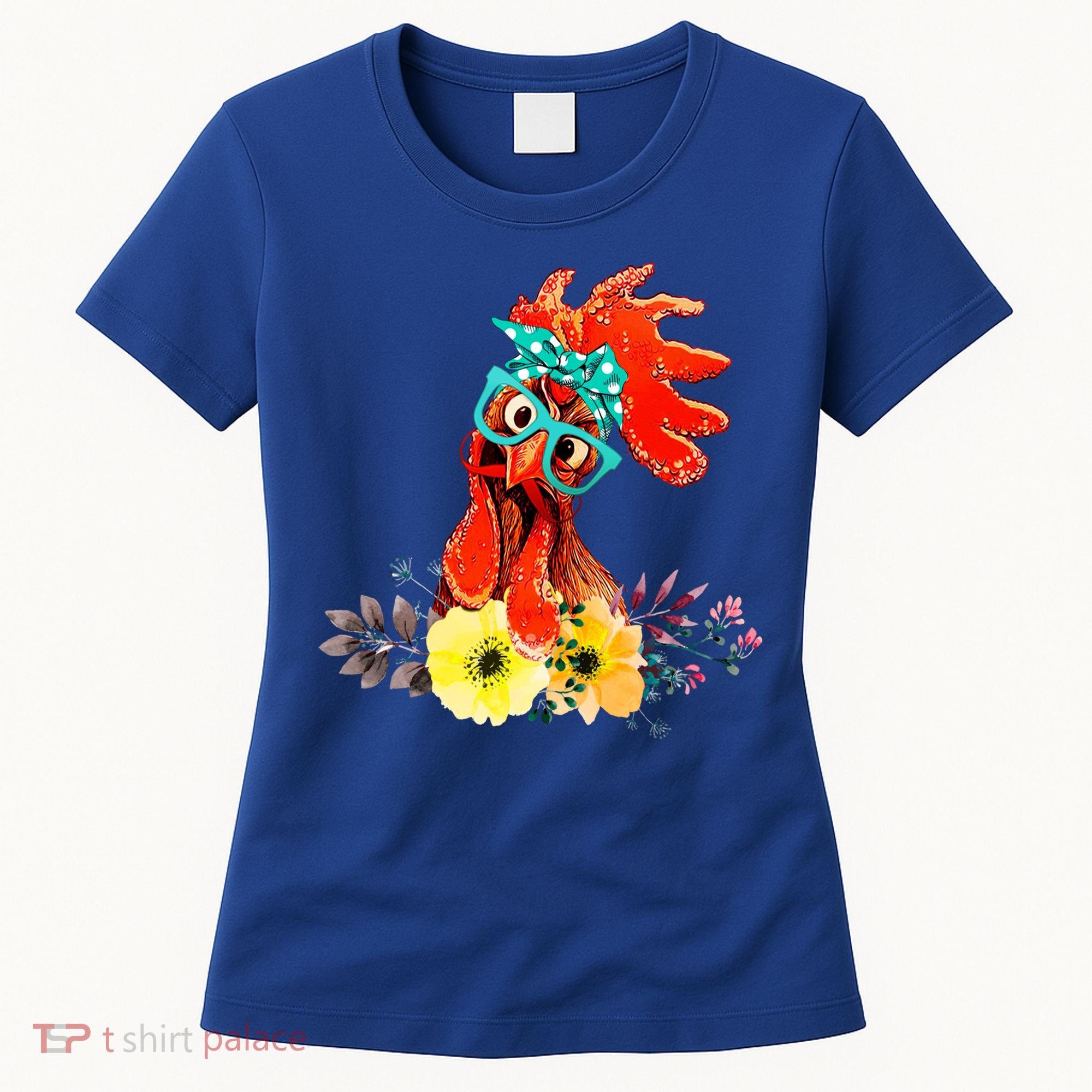 Chicken With Bandana Headband And Glasses Cute Cool Gift Women's T-Shirt