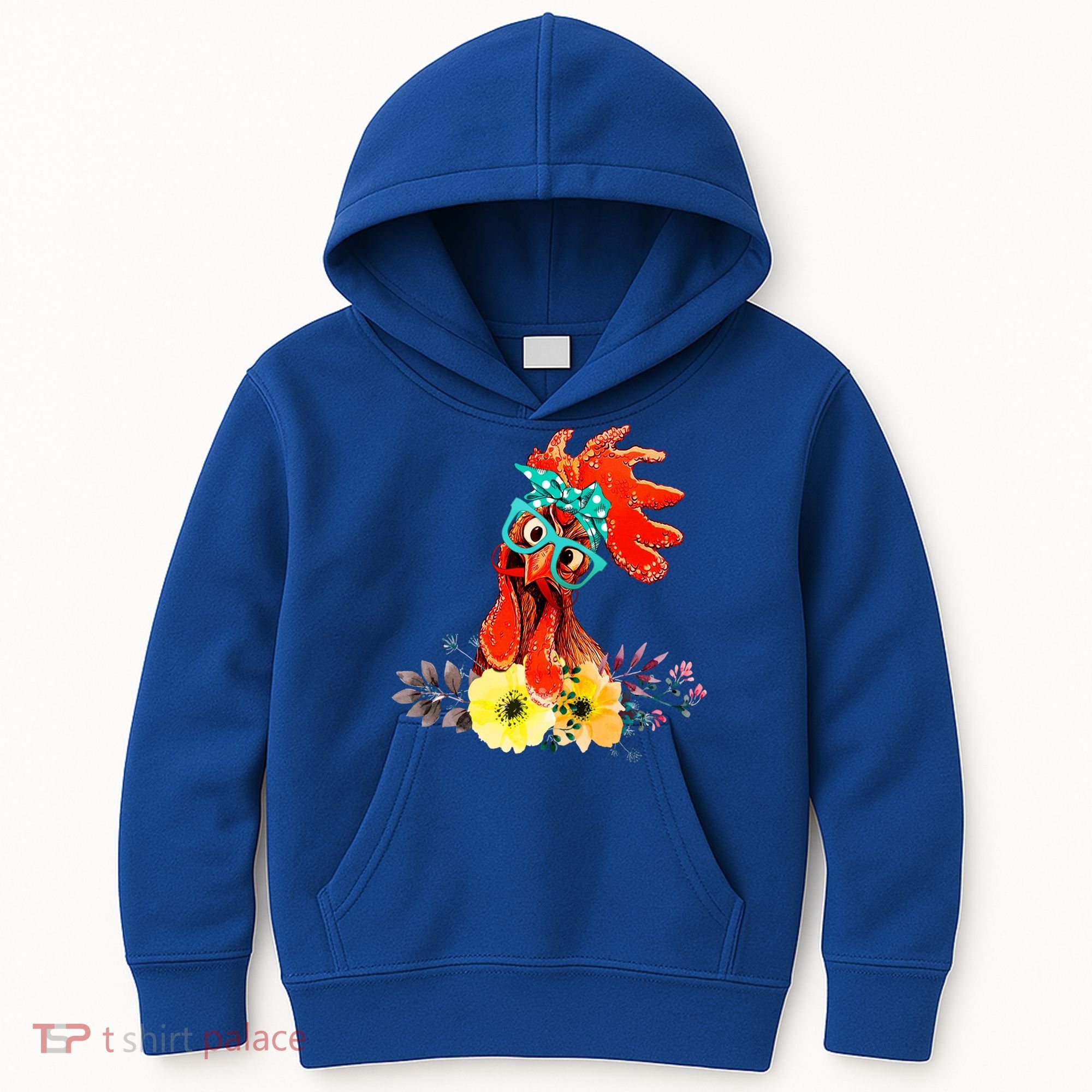 Chicken With Bandana Headband And Glasses Cute Cool Gift Kids Hoodie