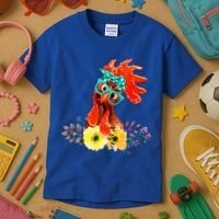 Chicken With Bandana Headband And Glasses Cute Cool Gift Kids T-Shirt thumb 3