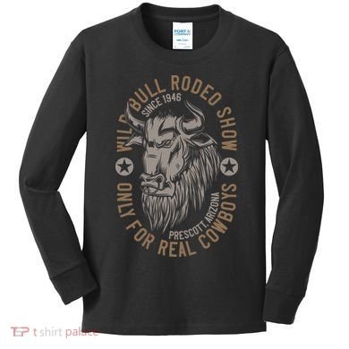 Cowboy Wild Bull Rodeo Kids Long Sleeve Shirt