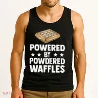 Cool Waffle Breakfast Snack Powered By Powdered Waffles Tank Top thumb 3