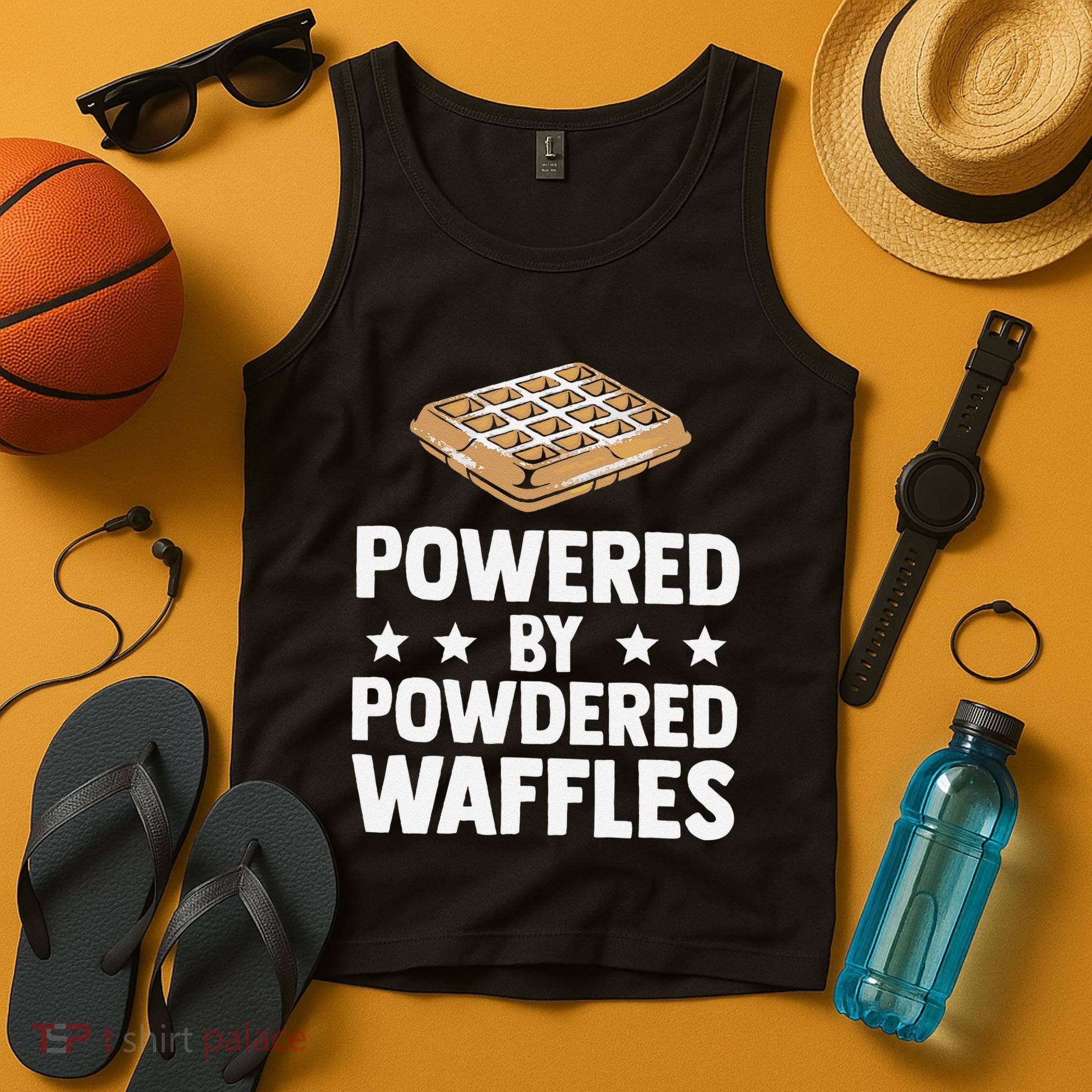 Cool Waffle Breakfast Snack Powered By Powdered Waffles Tank Top