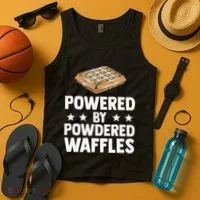 Cool Waffle Breakfast Snack Powered By Powdered Waffles Tank Top thumb 4