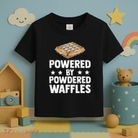 Cool Waffle Breakfast Snack Powered By Powdered Waffles Toddler T-Shirt thumb 3
