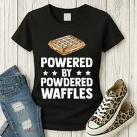 Cool Waffle Breakfast Snack Powered By Powdered Waffles Women's T-Shirt thumb 3