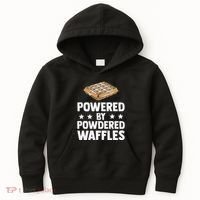 Cool Waffle Breakfast Snack Powered By Powdered Waffles Kids Hoodie thumb 0
