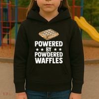 Cool Waffle Breakfast Snack Powered By Powdered Waffles Kids Hoodie thumb 3