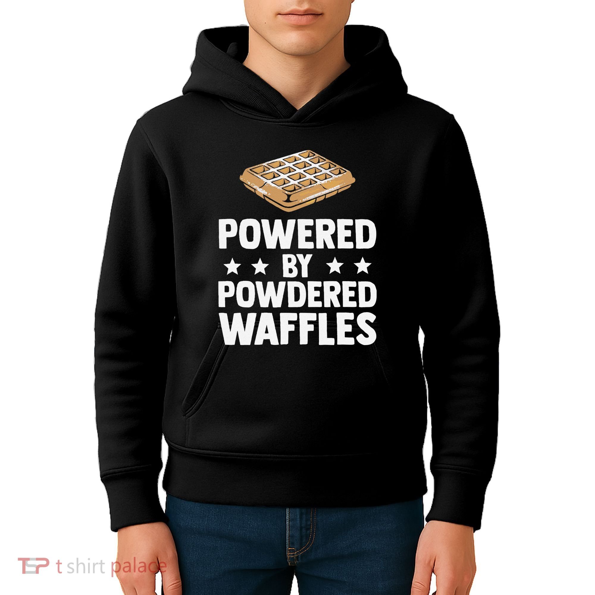 Cool Waffle Breakfast Snack Powered By Powdered Waffles Kids Hoodie