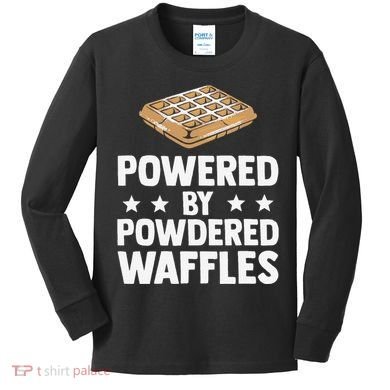 Cool Waffle Breakfast Snack Powered By Powdered Waffles Kids Long Sleeve Shirt