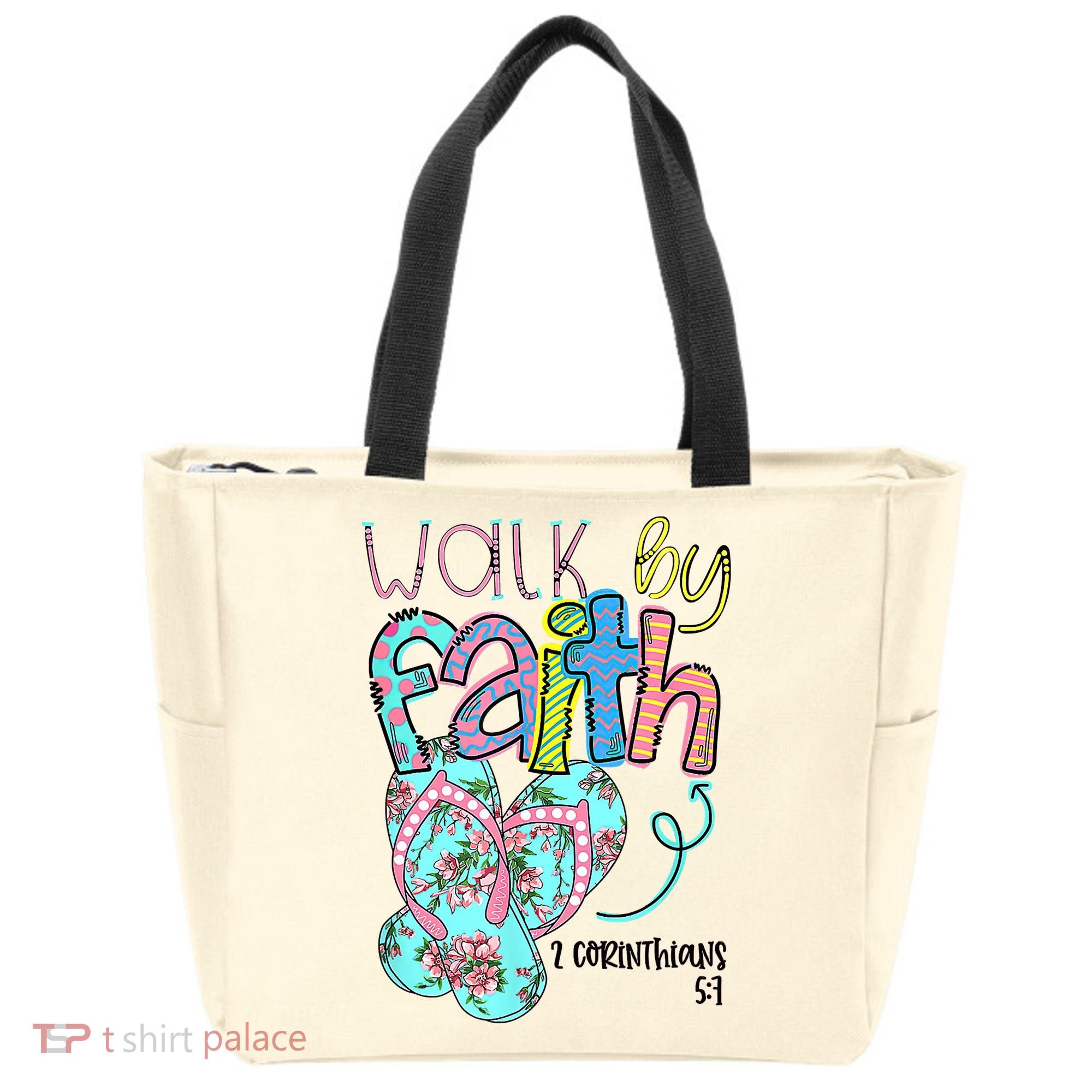 Christian Walk By Faith Flip Flops Summer Tote Bag