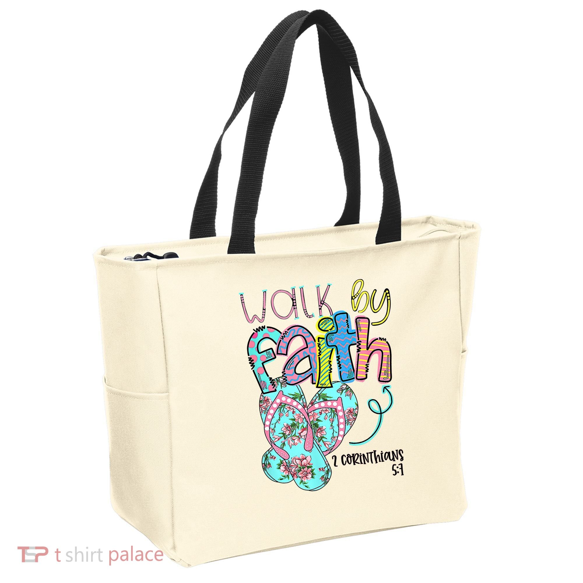 Christian Walk By Faith Flip Flops Summer Tote Bag
