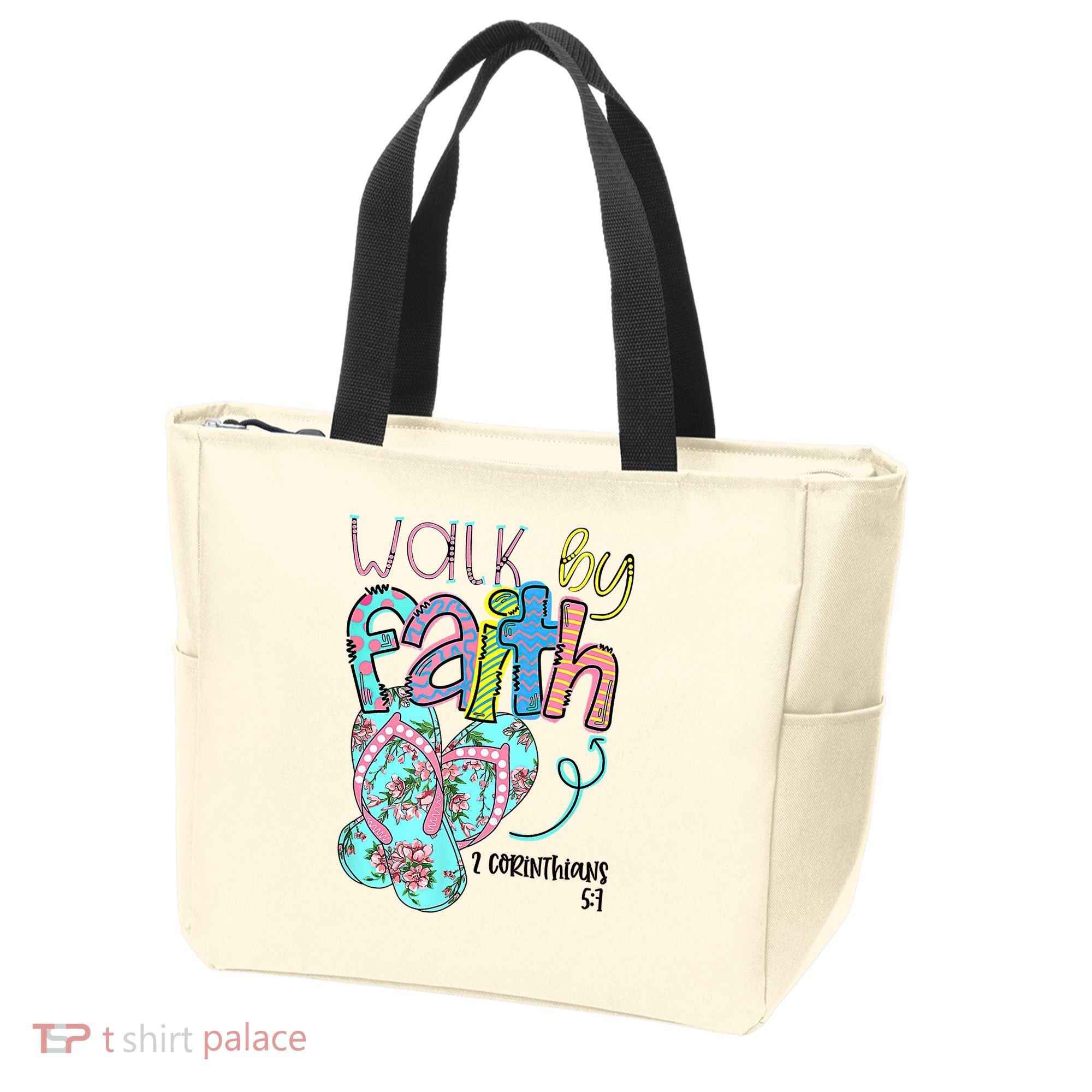 Christian Walk By Faith Flip Flops Summer Tote Bag