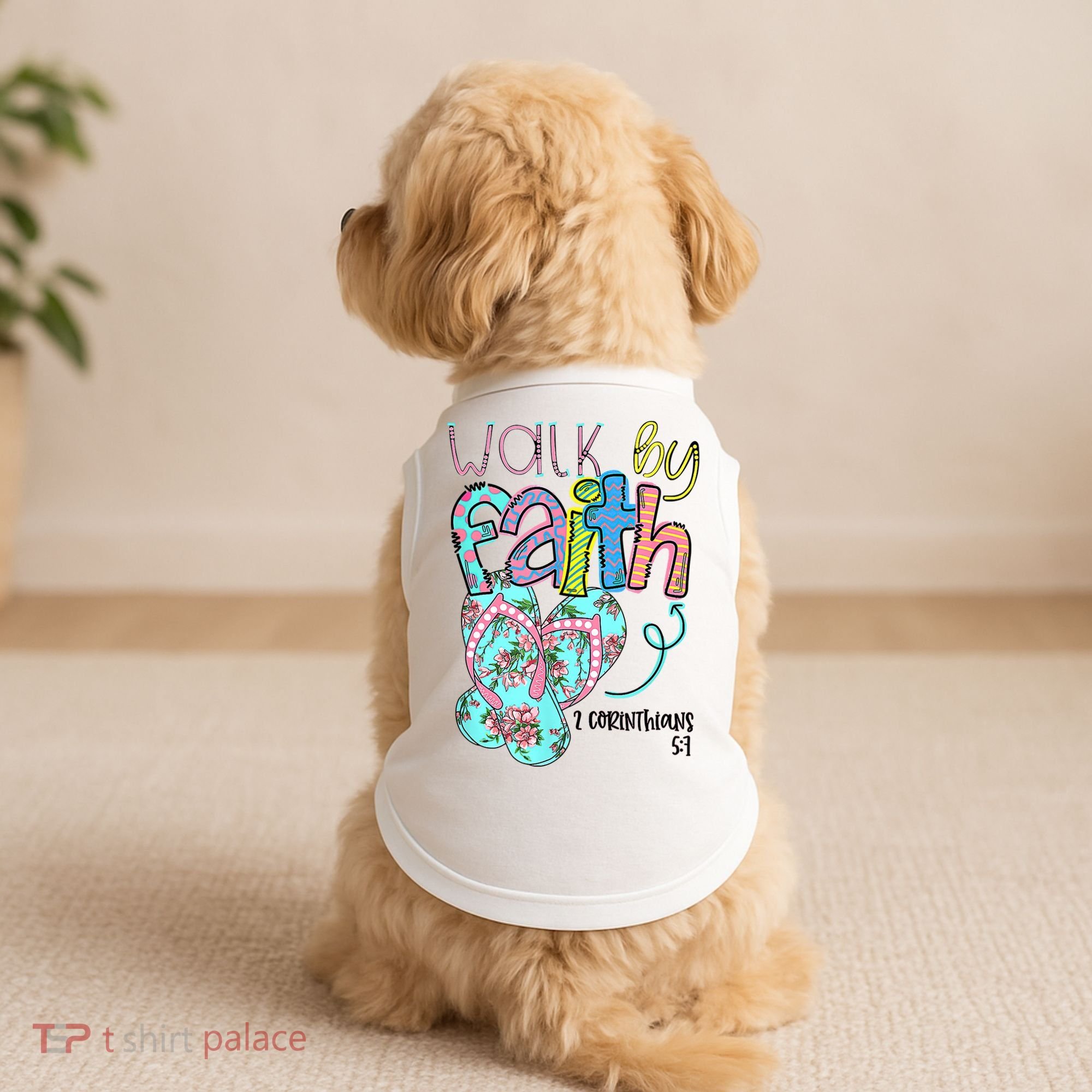 Christian Walk By Faith Flip Flops Summer Doggie Tank