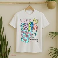 Christian Walk By Faith Flip Flops Summer T-Shirt thumb 2