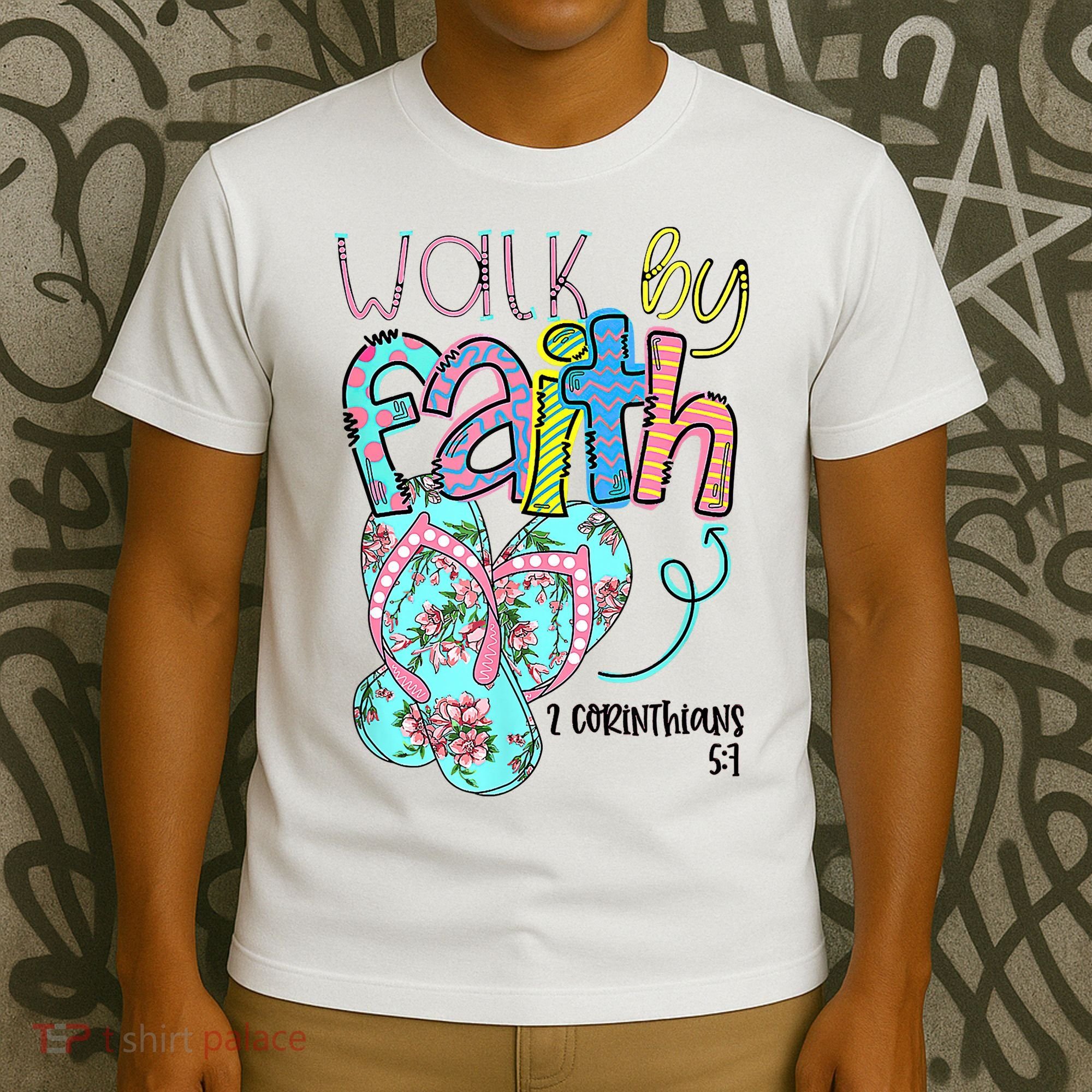 Christian Walk By Faith Flip Flops Summer T-Shirt