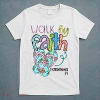 Christian Walk By Faith Flip Flops Summer T-Shirt thumb 5