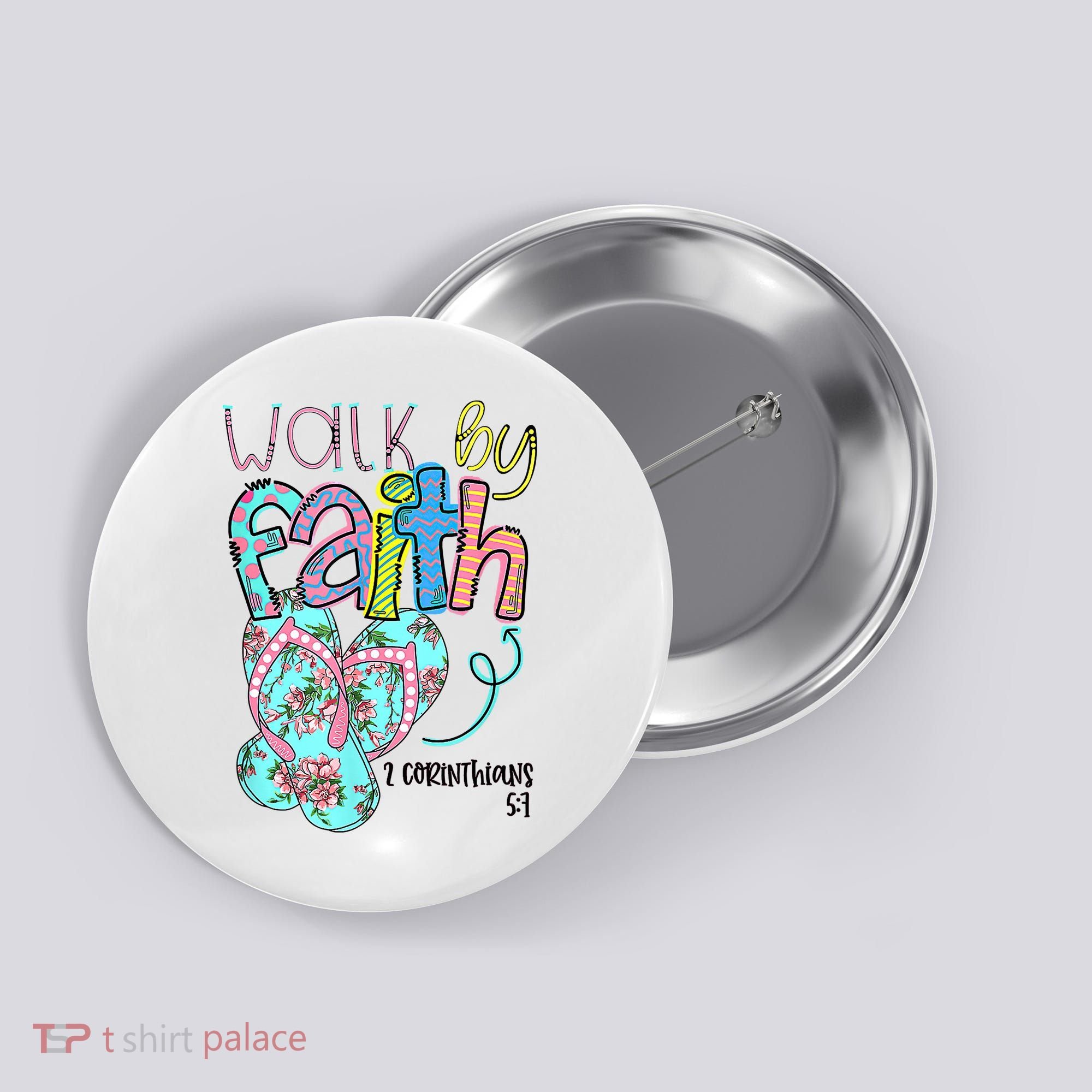 Christian Walk By Faith Flip Flops Summer Button