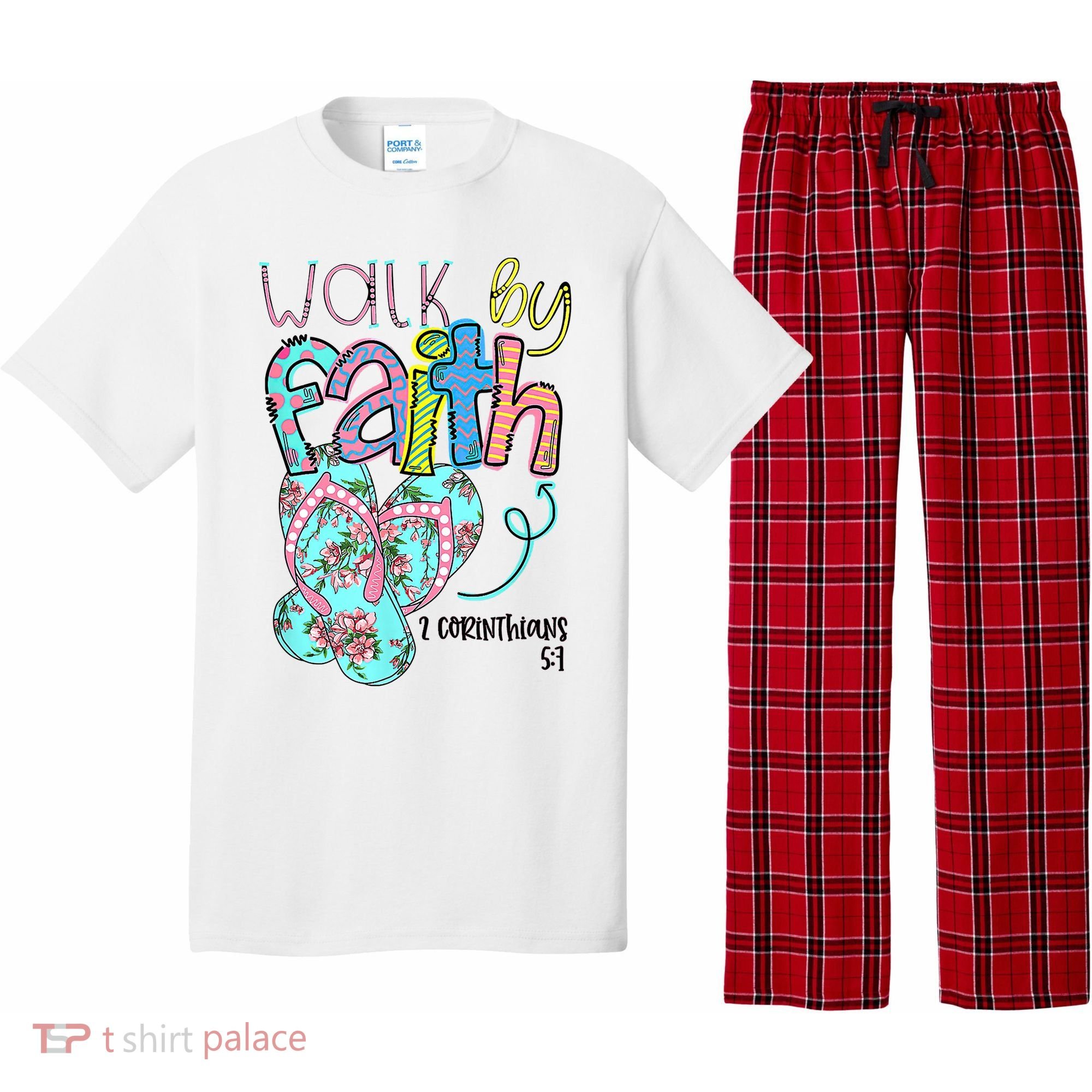 Christian Walk By Faith Flip Flops Summer Pajama Set