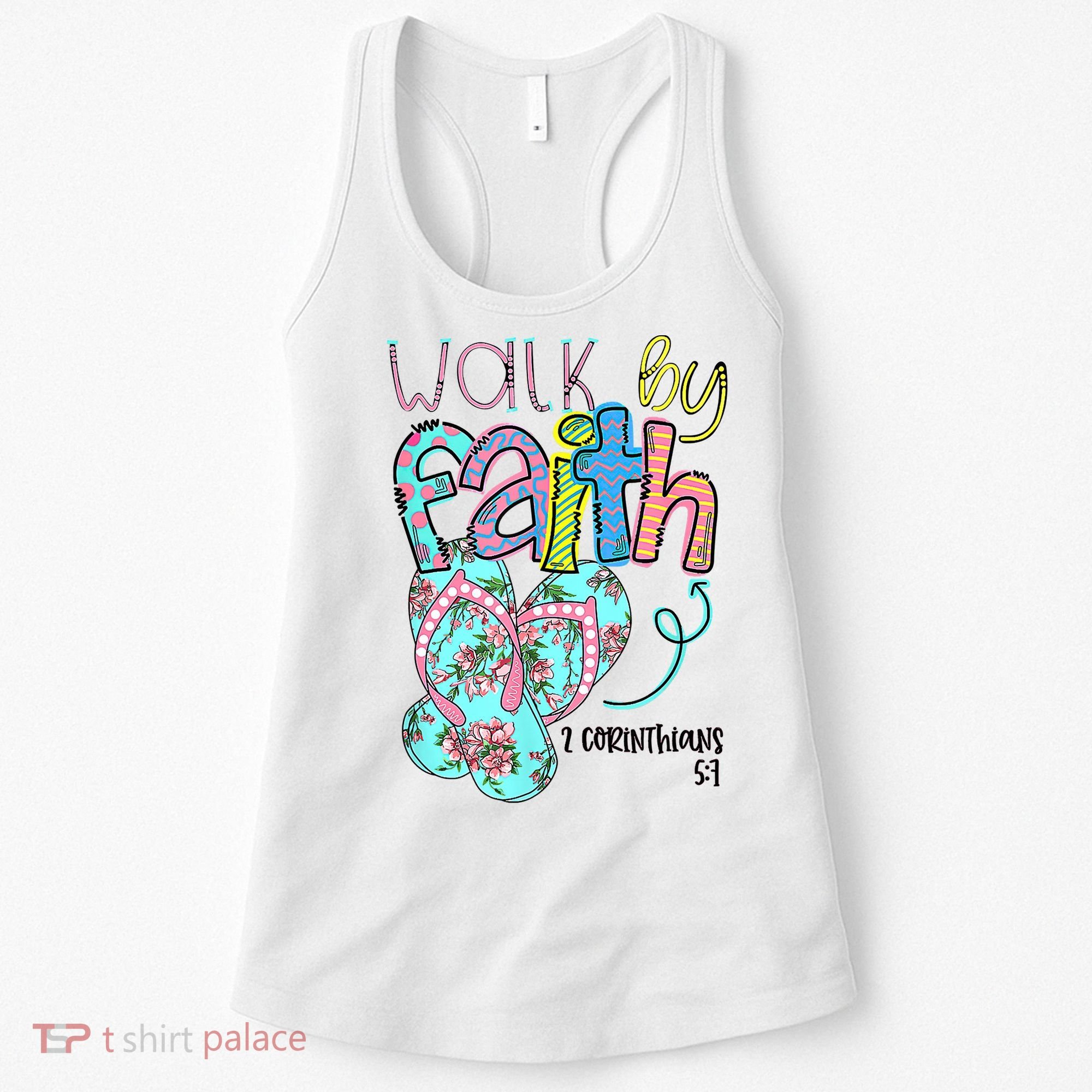 Christian Walk By Faith Flip Flops Summer Women's Tank Top
